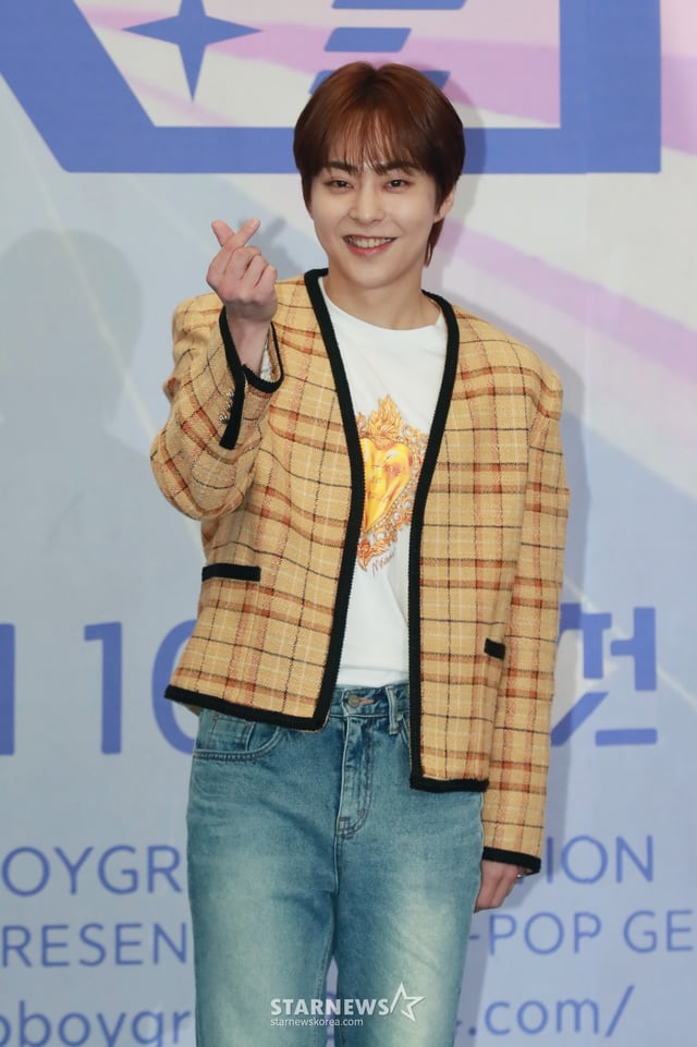 가수 시우민이 8일 오전 서울 여의도 KBS에서 진행된 2TV 예능 '메이크메이트원'(MA1) 제작발표회에 참석해 포즈를 취하고 있다. '꿈꾸던 무대를 만들기 위해(MAKE) 친구(MATE)와 하나(ONE) 되는 시간'이라는 의미를 담은 글로벌 아이돌 데뷔 프로젝트 프로그램 '메이크메이트원'은 오는 15일 첫 방송된다. /2024.05.08 /사진=이동훈