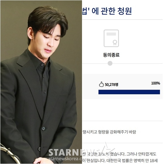 김수현 /사진=스타뉴스, 국민동의 청원 게시판 캡처 