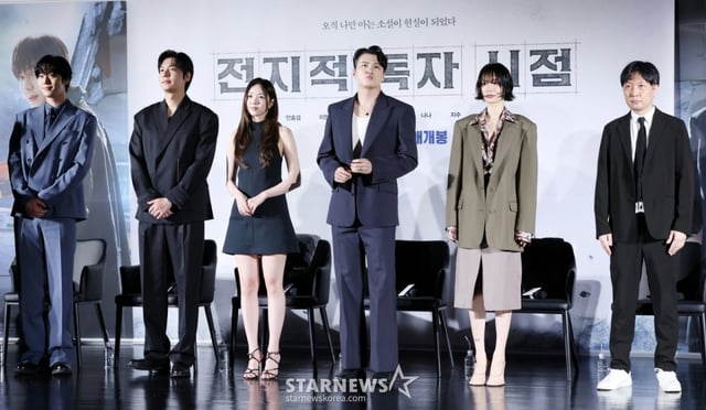 배우 안효섭, 이민호, 채수빈, 신승호, 나나, 김병우 감독이 17일 서울 광진구 롯데시네마 건대입구에서 진행된 영화 '전지적 독자 시점(김병우 감독)' 제작보고회에 참석하고 있다. /2025.06.17 /사진=김휘선 hwijpg@