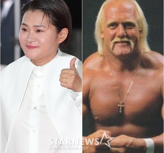 김신영(왼쪽)과 헐크 호건 /사진=스타뉴스, 김신영