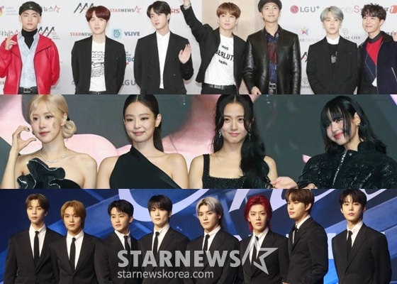 (위쪽부터) 방탄소년단, 블랙핑크, NCT 127 /사진=스타뉴스