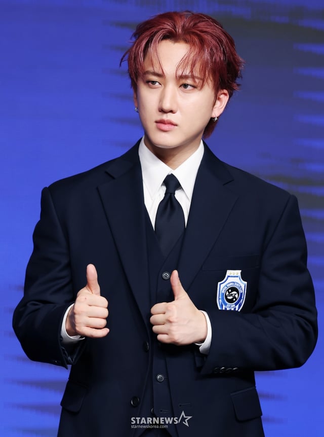 그룹 스트레이키즈(Stray Kids) 창빈이 22일 오전 서울 여의도 콘래드호텔에서 진행된 네 번째 정규 앨범 'KARMA'(카르마) 발매기념 기자간담회에 참석해 포즈를 취하고 있다. 타이틀곡 'CEREMONY'(세리머니)는 강렬한 트랩 EDM과 베일리 펑크(Baile Funk) 리듬이 어우러진 곡으로 인내와 노력 끝에 이뤄낸 성공, 그 과정에서 마주한 수많은 역경을 극복해온 여정을 축하하는 메시지를 담았다. /2025.08.22 /사진=이동훈 photoguy@