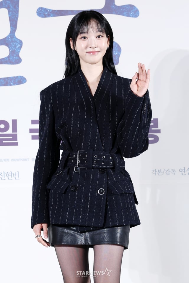 배우 한지현이 22일 서울 광진구 롯데시네마 건대입구에서 진행된 영화 '얼굴(감독 연상호)' 제작보고회에 참석해 포즈를 취하고 있다. /2025.08.22 /사진=김휘선 hwijpg@