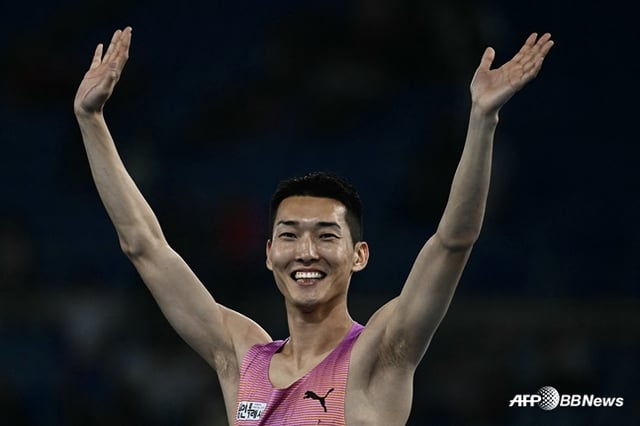 지난 6월 우상혁의 모습. /AFPBBNews=뉴스1