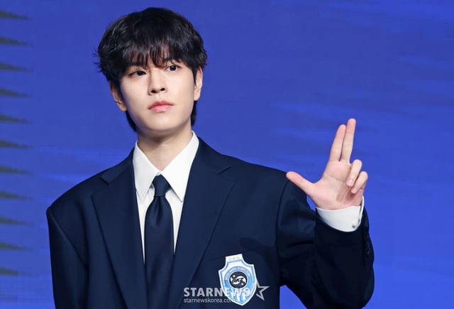 그룹 스트레이키즈(Stray Kids) 승민이 22일 오전 서울 여의도 콘래드호텔에서 진행된 네 번째 정규 앨범 'KARMA'(카르마) 발매기념 기자간담회에 참석해 포즈를 취하고 있다. 타이틀곡 'CEREMONY'(세리머니)는 강렬한 트랩 EDM과 베일리 펑크(Baile Funk) 리듬이 어우러진 곡으로 인내와 노력 끝에 이뤄낸 성공, 그 과정에서 마주한 수많은 역경을 극복해온 여정을 축하하는 메시지를 담았다. /2025.08.22 /사진=이동훈 photoguy@