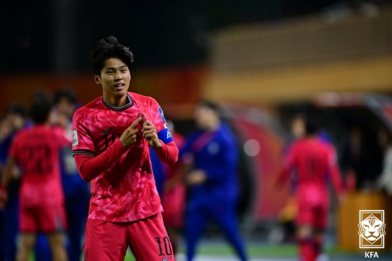 지난 2월 2025 아시아축구연맹(AFC) U-20 아시안컵 당시 등번호 10번을 달았던 김태원. /사진=대한축구협회 제공