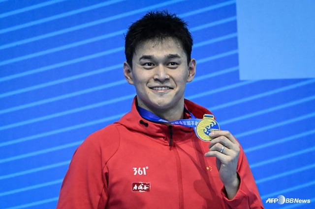 2024년 8월 중국국내수영선수권에 나서 자유형 400m 종목에서 금메달을 따낸 쑨양의 모습. /AFPBBNews=뉴스1