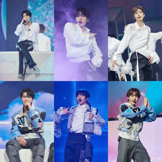 NCT WISH 첫 단독 콘서트 이미지 (윗줄 왼쪽부터 시온, 리쿠, 유우시, 오른쪽 왼쪽부터 재희, 료, 사쿠야)/사진제공=에스엠엔터테인먼트
