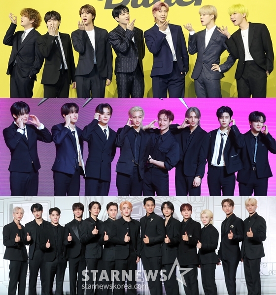방탄소년단, 스트레이 키즈, 세븐틴(위부터) /사진=스타뉴스