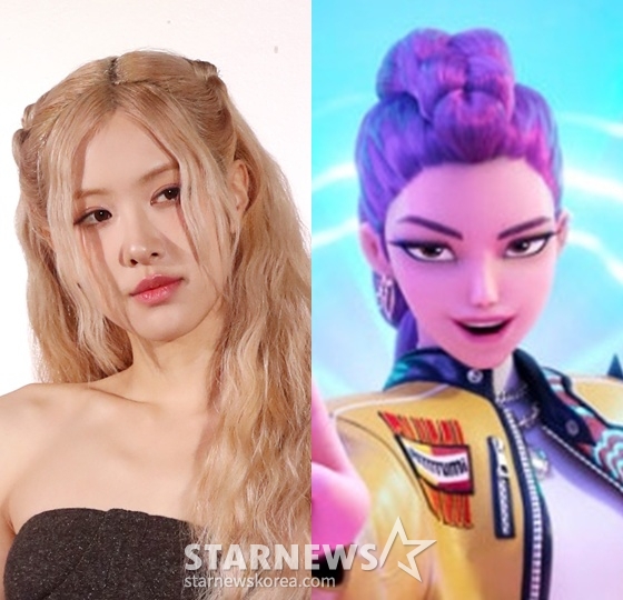 왼쪽부터 블랙핑크 로제, 넷플릭스 영화 '케이팝 데몬 헌터스' 주인공 캐릭터 루미 /사진=스타뉴스, 넷플릭스