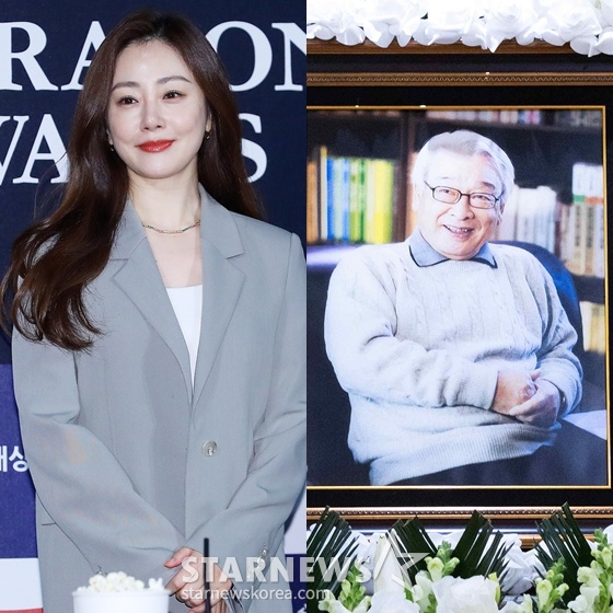오나라(왼쪽)와 故 이순재 영정 /사진=스타뉴스