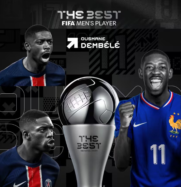 '더 베스트 FIFA 풋볼 어워즈 2025' 올해의 남자 선수로 뽑힌 우스만 뎀벨레. /사진=FIFA 공식 홈페이지 갈무리