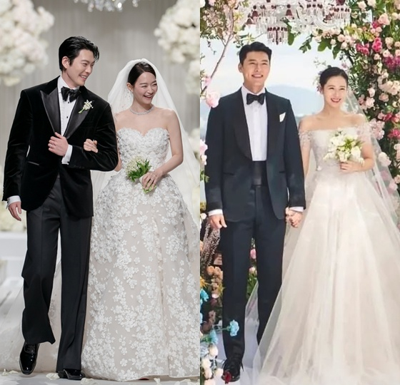 왼쪽부터 김우빈-신민아, 현빈-손예진 부부 /사진=에이엠엔터테인먼트, VAST엔터테인먼트