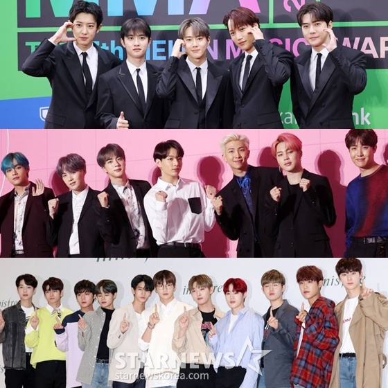 엑소, 방탄소년단, 워너원 /사진=스타뉴스