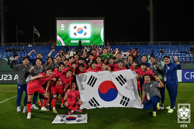 2026 아시아축구연맹(AFC) U-23 아시안컵 4강에 오른 대한민국 축구 대표팀. /사진=대한축구협회 제공