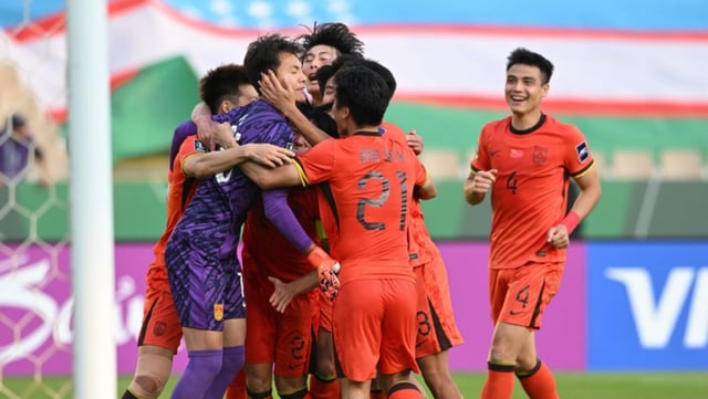 前回のAFC U-23アジアカップで史上初のトーナメント進出を越え、準優勝となった中国U-23代表チームの選手たち。 /写真=AFC提供
