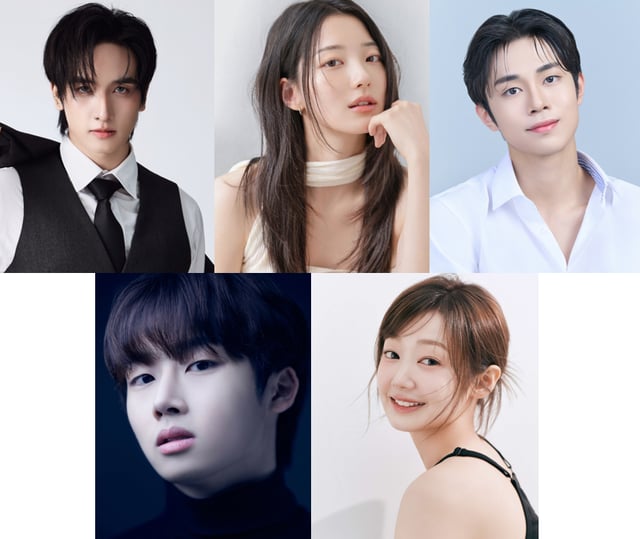 루시엔 역 콩탑 픽, 이사라 역 김승혜, 정하준 역 박은성, 벨라 역 미즈키, 태엘 역 신재원 (왼쪽 위부터 시계방향) /사진제공=플러스엑스이엔엠