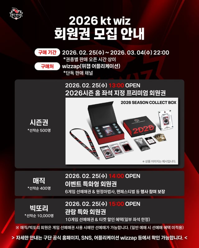 KT 위즈 회원권 모집 안내문. /그래픽=KT 위즈 제공