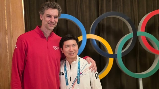 파우 가솔 사에즈(왼쪽) 신임 IOC 선수위원장과 유승민 회장. /사진=대한체육회