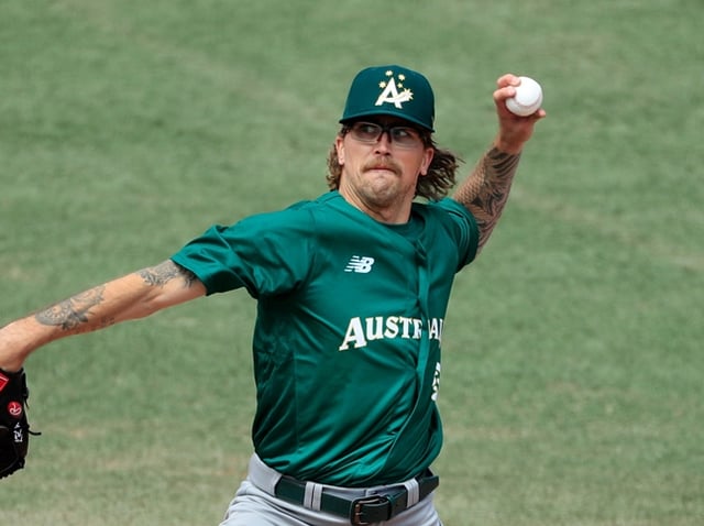 Lachlan Wells in an Australian uniform. /Photo = Australian baseball team official SNS