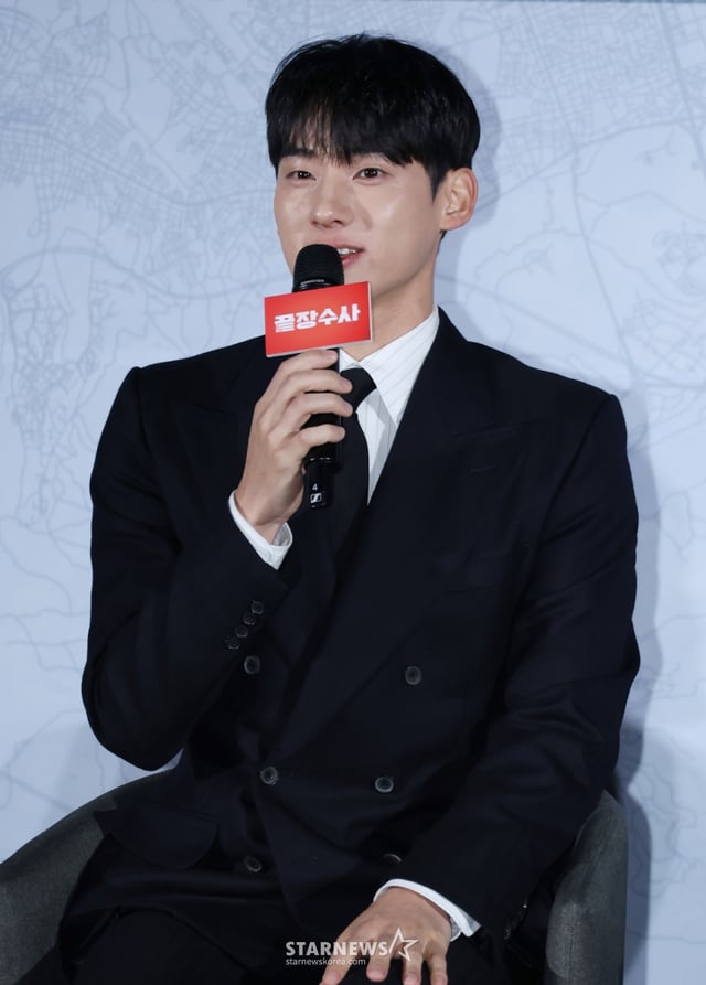 배우 정가람이 9일 오전 서울 CGV용산아이파크몰에서 진행된 영화 '끝장수사'(감독 박철환) 제작발표회에 참석해 질문에 답하고 있다. 두 명의 용의자가 얽힌 살인사건의 진범을 잡기 위해, 촌구석으로 좌천된 형사 재혁이 신입형사 중호와 서울로 끝장수사를 떠나면서 벌어지는 이야기 '끝장수사'는 내달 2일 개봉한다. /2026.03.09 /사진=이동훈 photoguy@