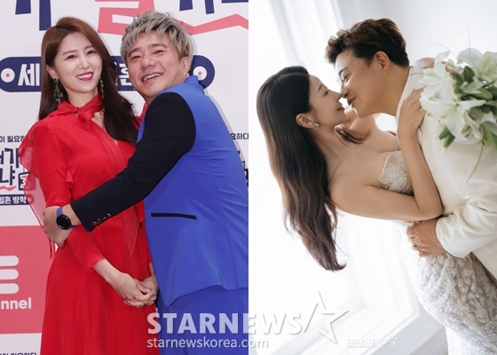 이은비-배기성 부부(왼쪽), 원진서-윤정수 부부/사진=스타뉴스