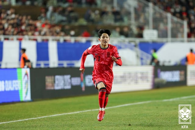 지난해 3월 요르단과의 월드컵 예선 당시 양민혁. /사진=대한축구협회 제공