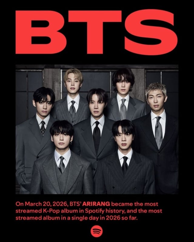BTS『アリラン』全曲、Spotifyグローバルで1位から14位までを独占