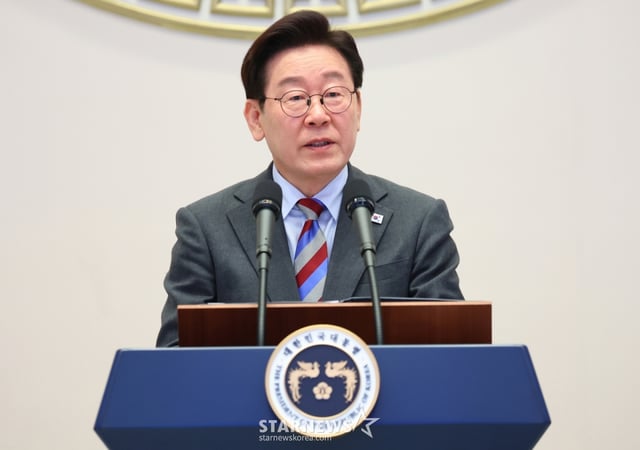 (서울=뉴스1) 허경 기자 = 이재명 대통령이 20일 청와대 영빈관에서 열린 밀라노-코르티나 동계 패럴림픽 선수단 격려 오찬에서 격려사를 하고 있다. (청와대통신사진기자단) 2026.3.20/뉴스1 Copyright © 뉴스1. All rights reserved. 무단 전재 및 재배포, AI학습 이용 금지. /사진=(서울=뉴스1) 허경 기자