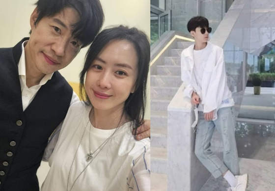 유준상 홍은희 부부(왼쪽), 두 사람의 첫째 아들/사진=홍은희 SNS, SBS