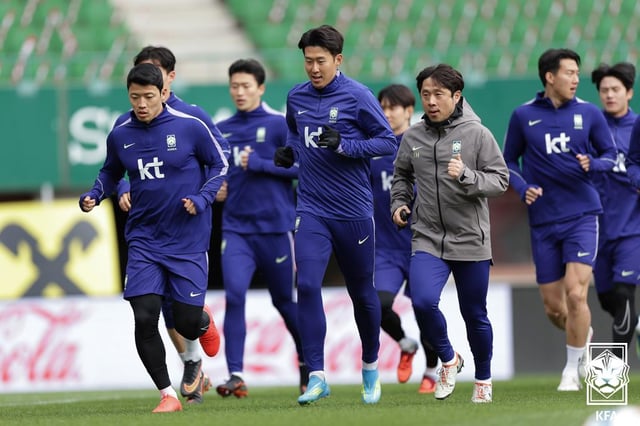 오스트리아전 대비 훈련 중인 축구 국가대표팀. /사진=대한축구협회 제공