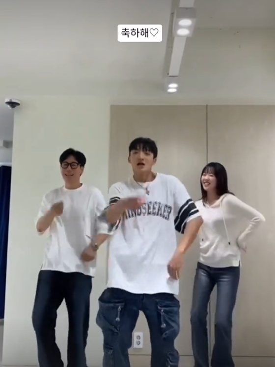 지석진(왼쪽부터), 바타, 지예은/사진=지석진 SNS