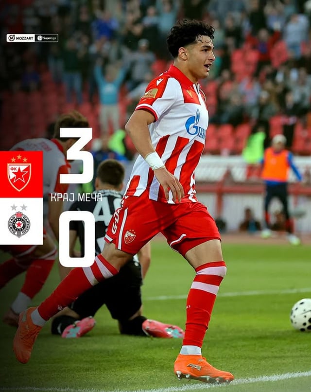 On the 27th (Korea time), Zvezda secured a 3-0 victory over Partizan in the third round of the 2025-2026 Serbian SuperLiga Championship home match held at Rajko Mitić Stadium in Belgrade, Serbia. /Photo=Zvezda official SNS screenshot
