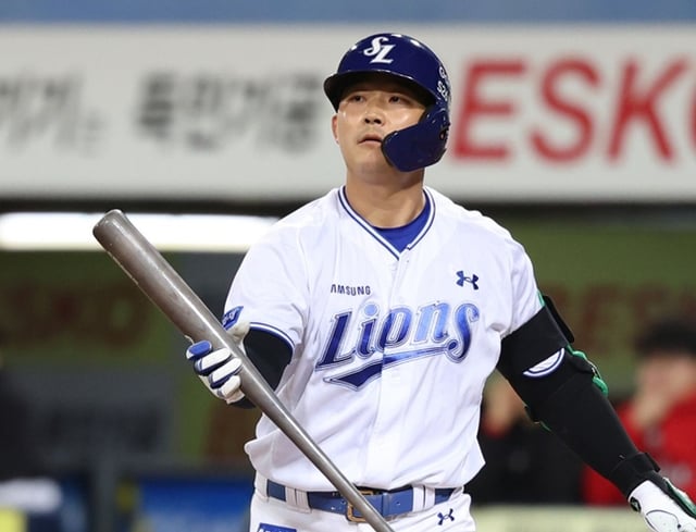 아쉬워하는 전병우. /사진=삼성 라이온즈