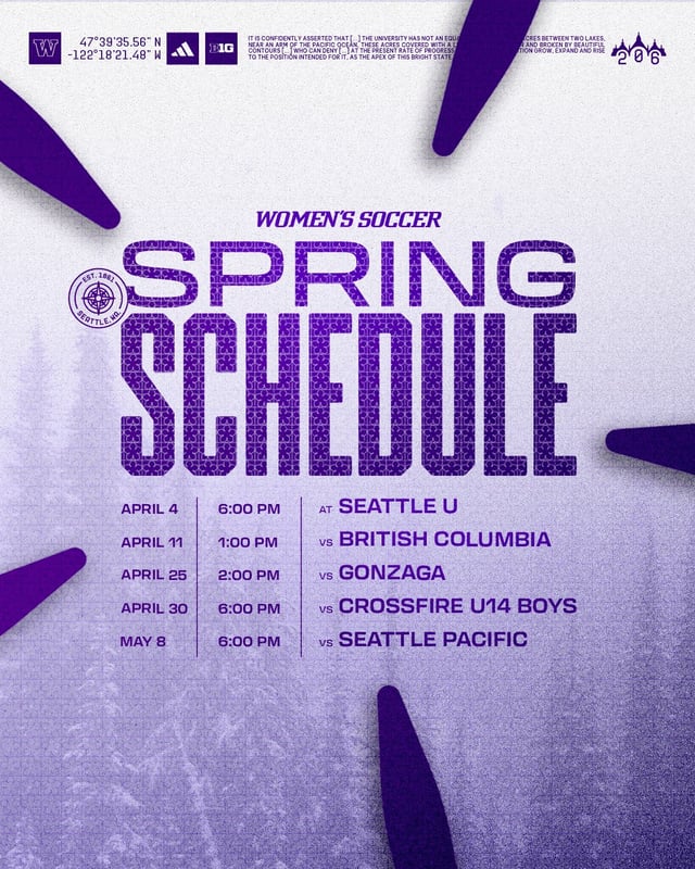 Seattle Red schedule. /Photo=University of Washington women's soccer team social networking service (SNS)