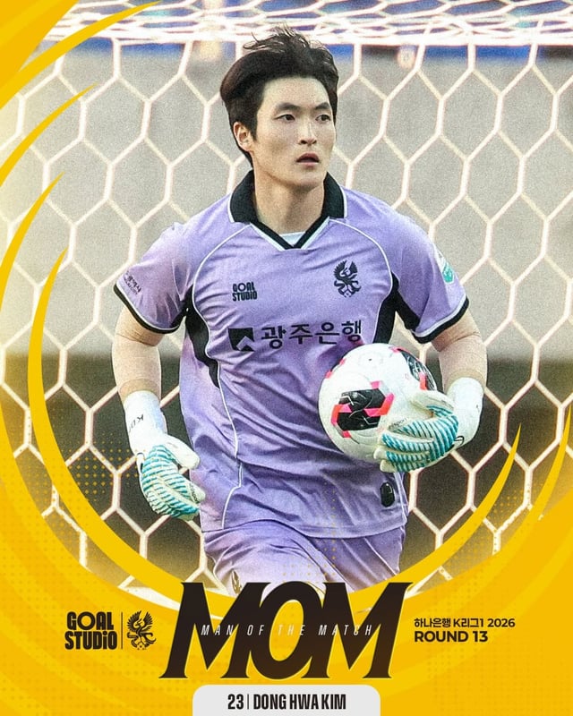 Goalkeeper Kim Dong-hwa, selected as the Man of the Match for GwangjuFC in the match against Gangwon FC by GolStudio. /Photo=GwangjuFC