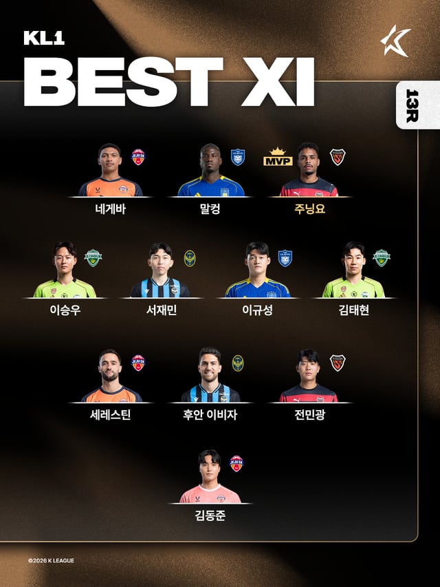 하나은행 K리그1 2026 13라운드 베스트11. /사진=한국프로축구연맹 제공