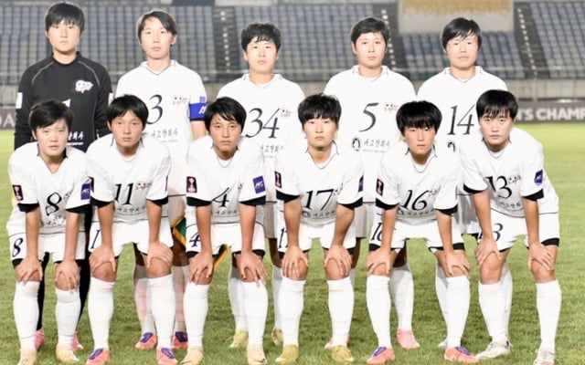 지난해 11월 미얀마에서 열린 수원FC위민과 북한 내고향여자축구단의 경기 모습. /사진=AFC 제공