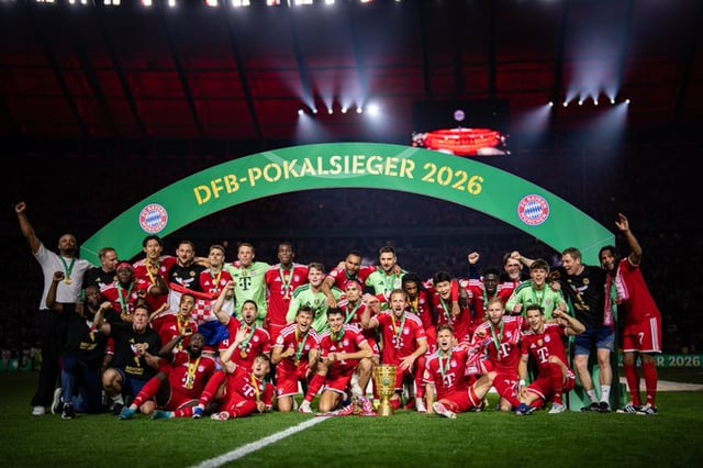2025-2026 DFB Pokal final victory ceremony held at 3 a.m. (Korean time) on the 24th at Olympiastadion Berlin in Berlin, Germany. /Photo=Bayern Munich official social networking service (SNS)