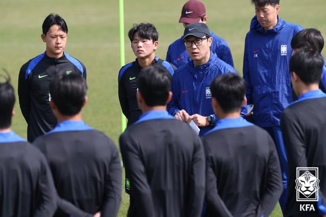김정수 감독 체제에서 훈련 중인 대한민국 19세 이하(U19) 남자축구대표팀. /사진=대한축구협회 제공
