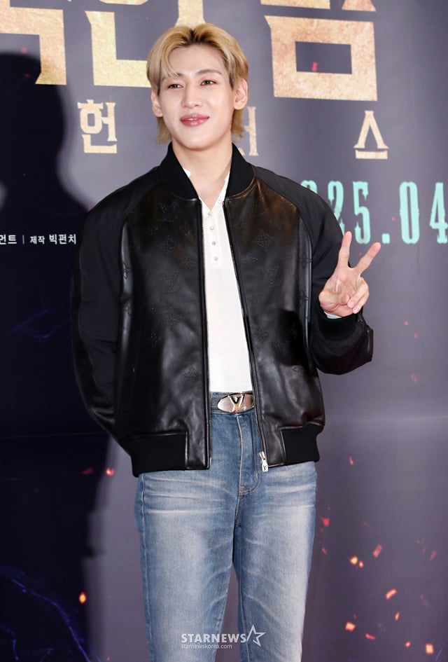 그룹 갓세븐 뱀뱀이 21일 서울 송파구 롯데시네마 월드타워에서 진행된 영화 '거룩한 밤: 데몬 헌터스(감독 임대희)' VIP 시사회에 참석해 포즈를 취하고 있다. /2025.04.21 /사진=김휘선 hwijpg@