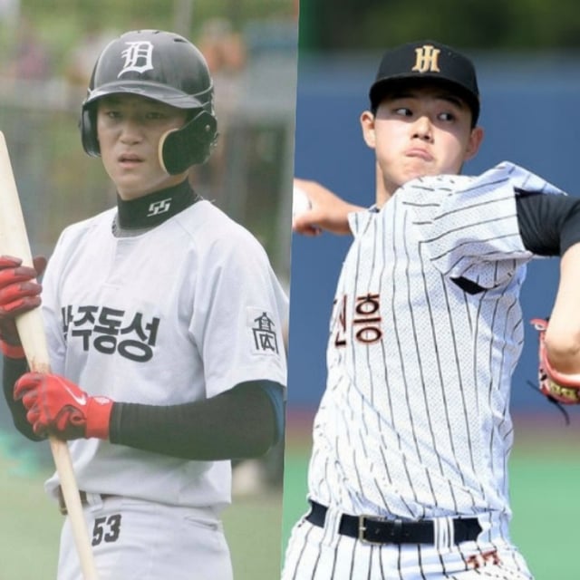광주 동성고 유격수 김도영(왼쪽)-광주 진흥고 에이스 문동주. /사진=광주 동성고 야구부, OSEN 제공