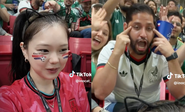 Ulises Fernando Bernal Miramontes, president of the Association of Geomatics Engineers of Jalisco, Mexico, who made the 'eye-slitting' gesture toward Korean YouTuber Ino-nyang (left). /Photo=Resonate Voice screenshot