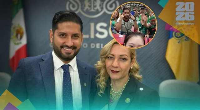 Mexican media Medio Tiempo reported that the Mexican man who made the racist gesture is Ulises Fernando Bernal Miramontes (left), president of the Association of Geomatics Engineers of Jalisco, Mexico. /Photo=Medio Tiempo screenshot