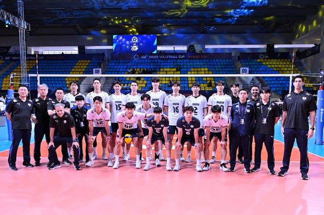 20일(현지시간) 인도 아마다바드에서 열린 2026 아시아배구연맹(AVC)컵 조별리그 B조 1차전 태국전에 나선 대한민국 남자배구 대표팀. /사진=AVC 제공