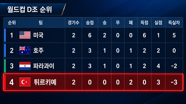 북중미 월드컵 D조 순위. /사진=AI 제작 이미지.