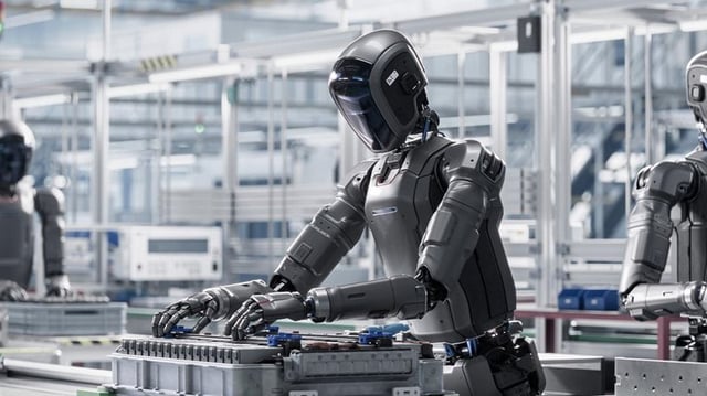 Humanoid Robots Inside an Automotive Factory