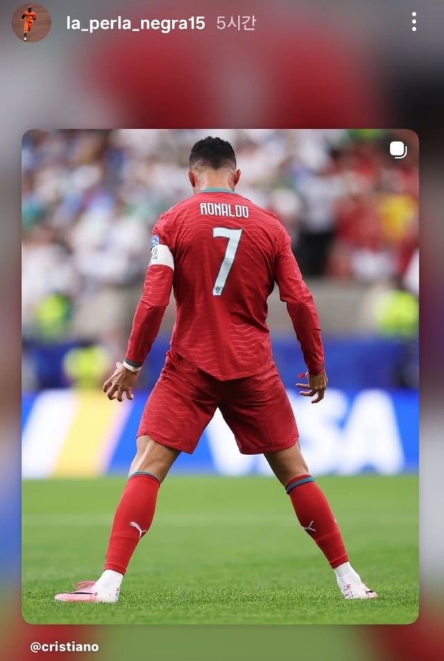Peraza shared a scene on his social media where Ronaldo scored a goal and performed a celebration during the group stage match against Uzbekistan on the 24th. /Photo=Peraza SNS screenshot