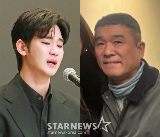 배우 김수현, 가수 김건모 /사진=스타뉴스, 주영훈 SNS