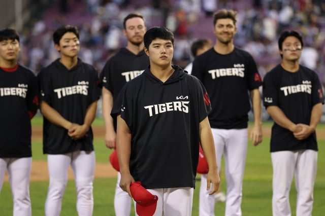 28日の試合後、KIA投手の金テヒョンの姿。 /写真=KIAタイガース提供